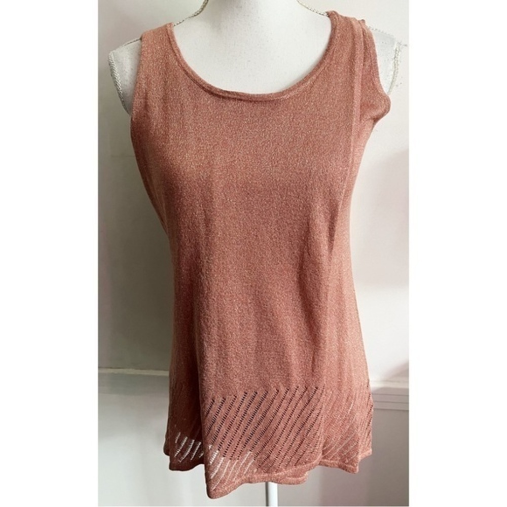 H by Halston • Peach Shimmer Crossover Front Tank Top